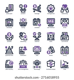 Business Strategy Icon pack for your website, mobile, presentation, and logo design. Business Strategy Icon dual tone design. Vector graphics illustration and editable stroke.