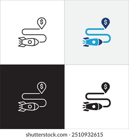 Icono de estrategia empresarial. Conjunto de iconos de Plan. Objetivo y símbolo objetivo. Iconos de negocios y administración. Ilustración de stock de Vector en línea delgada y recurso gráfico de variación sólida plana de color.