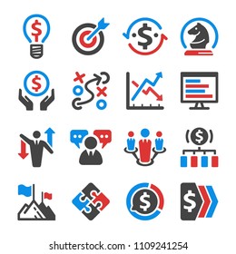 business strategy icon set