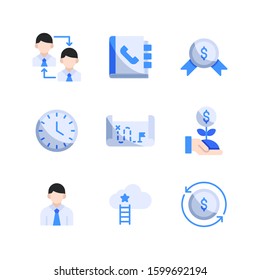 Business & Strategy icon set = Collaboration, phone book, award, time, map, growth, business man, potential, billing