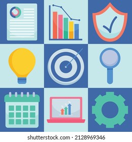 business strategy icon set design