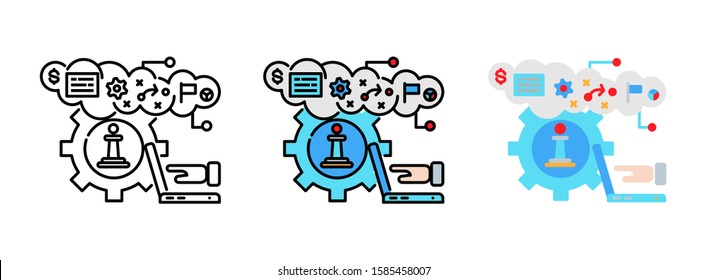 Business Strategy icon set isolated on white background for web design