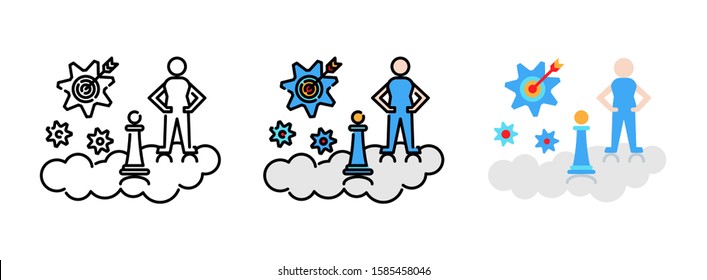 Business Strategy icon set isolated on white background for web design