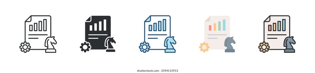 Business Strategy Icon Set Multiple Style Collection