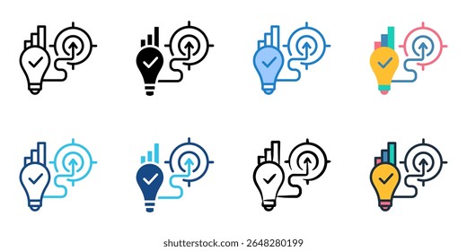 Business strategy icon set multiple style collection 
