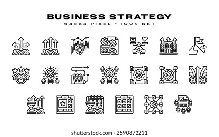 Business Strategy Icon Set. Universal creative premium symbol. Vector sign icon logo template. Vector illustration