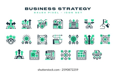Business Strategy Icon Set. Universal creative premium symbol. Vector sign icon logo template. Vector illustration