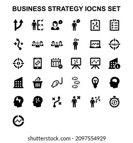 Conjunto de iconos de estrategia de negocio .(ilustración vectorial)