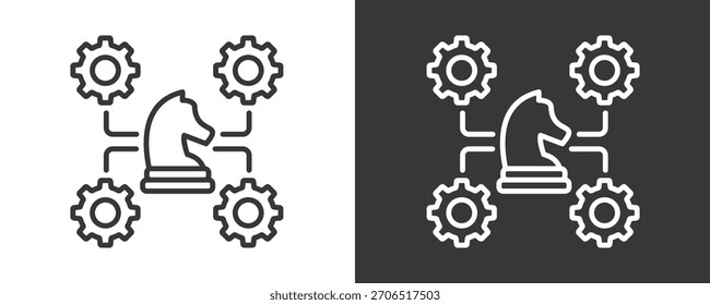 Colección De Vector Del Conjunto Del Icono De La Estrategia Del Negocio Aislada En Blanco Y Negro