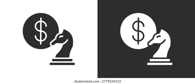 Business Strategy Icon Set Vector Collection Isolated In Black And White