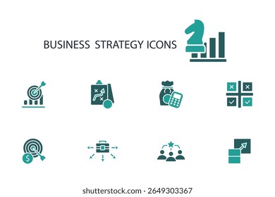 Geschäftsstrategie-Symbol set.vector.Editable stroke.linear style Zeichen für die Verwendung Web-Design, logo.Symbol-Illustration.