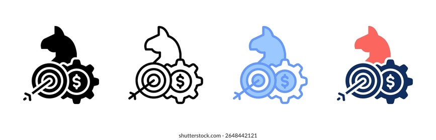 Business Strategy icon sheet multiple style collection