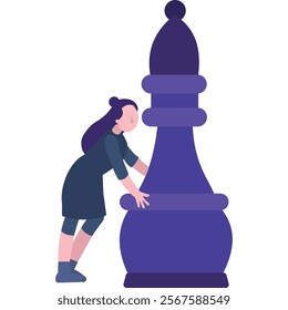 Business strategy icon woman with chess piece