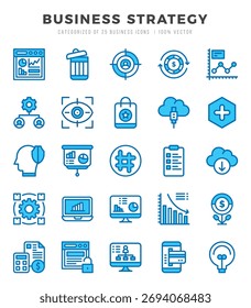 Business Strategy Icons bundle. Two Color style Icons. Vector illustration.