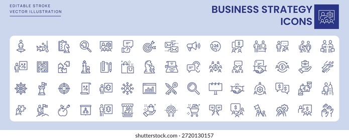 Business Strategy Icons. Editable Stroke. Set of thin line icons symbol collection.