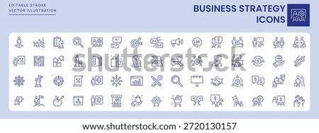 Business Strategy Icons. Editable Stroke. Set of thin line icons symbol collection.