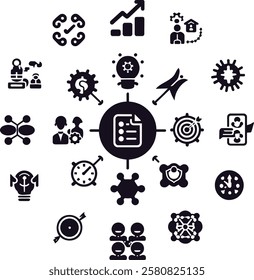 Business Strategy Icons for Project Management and Growth