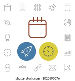 Business strategy icons set with chart, mail and lightbulb elements. Set of business strategy icons and group concept. Editable vector elements for logo app UI design.