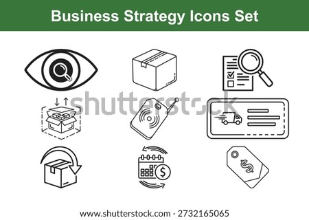 Business Strategy Icons Set for Logistics, Tracking, Payments, Audits and Shipping