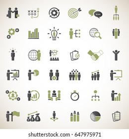 Business strategy icons set. Vector. 