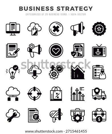 Business Strategy icons set. Vector illustration.