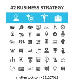 business strategy  icons, signs vector concept set for infographics, mobile, website, application
