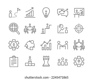 Business Strategy Icons - Vector Line. Editable Stroke.