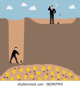 Business strategy idea concept. Go for one inch wide and one mile deep better than go for every mile and one inch deep.