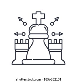 Icono de imagen de estrategia de negocio, ilustración lineal aislada, vector de línea delgada, signo de diseño web, símbolo de concepto de contorno con trazo editable sobre fondo blanco.