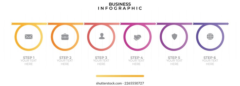 Business Strategy info graph. Infographic business template. Timeline diagram with six 6 steps and icon. Presentation in vector format.