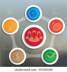 Business strategy info graphic design on blur background
