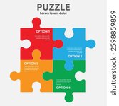 Business Strategy Infographic with Puzzle Pieces and Options