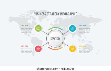 Business Strategy Infographic Template with 4 Options and Icons Vector Illustration