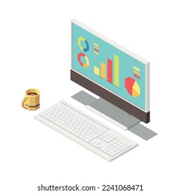 Business strategy isometric composition with isolated different elements and icons on the theme with abstract compositions vector illustration