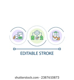 Business strategy issue loop concept icon. Unproductive management system. Decrease revenue abstract idea thin line illustration. Isolated outline drawing. Editable stroke. Arial font used