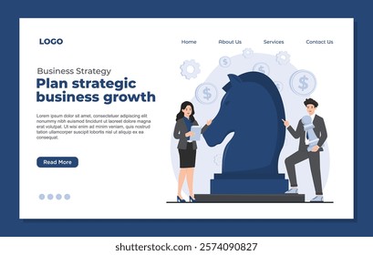 Business Strategy Landing page template creating, analyzing optimizing effective business strategies