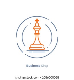 Business strategy line art icon, investment tactics vector art, outline king of sales illustration