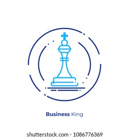 Business strategy line art icon, investment tactics vector art, outline king of sales illustration