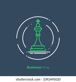 Business strategy line art icon, investment tactics vector art, outline king of sales illustration