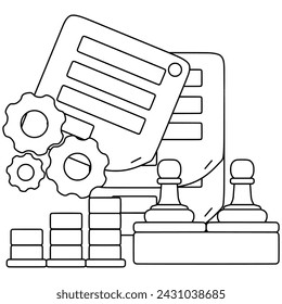 Business strategy line art. Vector illustration with business theme and line art style.