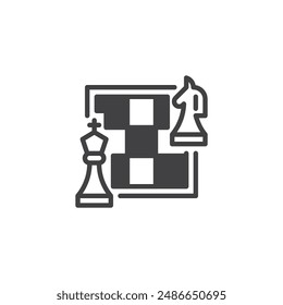 Business Strategy line icon. linear style sign for mobile concept and web design. Chessboard with chess pieces outline vector icon. Symbol, logo illustration. Vector graphics