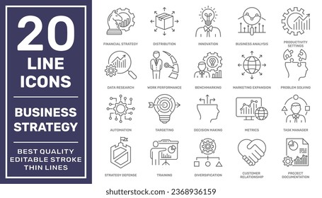 Business Strategy Line Icons. Editable Stroke. EPS 10