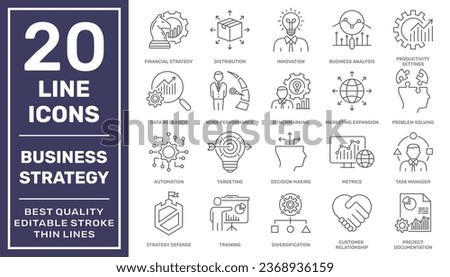Business Strategy Line Icons. Editable Stroke. EPS 10