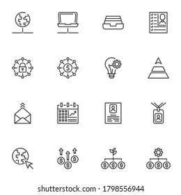 Business strategy line icons set, business and finance outline vector symbol collection, linear style pictogram pack. Signs, logo illustration. Set includes icons as finance management, diagram chart