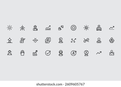 Business And Strategy Linear Icon Set Collection Thin Line Style Vector