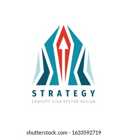 Business strategy logo design. Arrow symbol. Financial growth marketing trend icon. Development movement vector sign. Cooperation communication sign. Creative startup. 