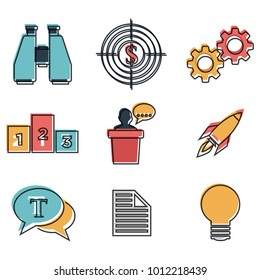 Business, strategy, management and marketing, office, people and human resources colorful flat design icons set. template elements for web and mobile applications. Vector icon set eps 10
