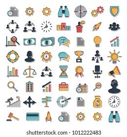 Business, strategy, management and marketing, office, people and human resources colorful flat design icons set. template elements for web and mobile applications. Vector icon set eps 10
