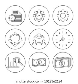 Business, strategy, management and marketing, office, people and human resources colorful flat design icons set. template elements for web and mobile applications. Vector icon set eps 10
