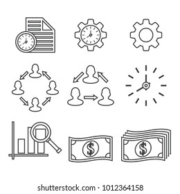 Business, strategy, management and marketing, office, people and human resources colorful flat design icons set. template elements for web and mobile applications. Vector icon set eps 10
